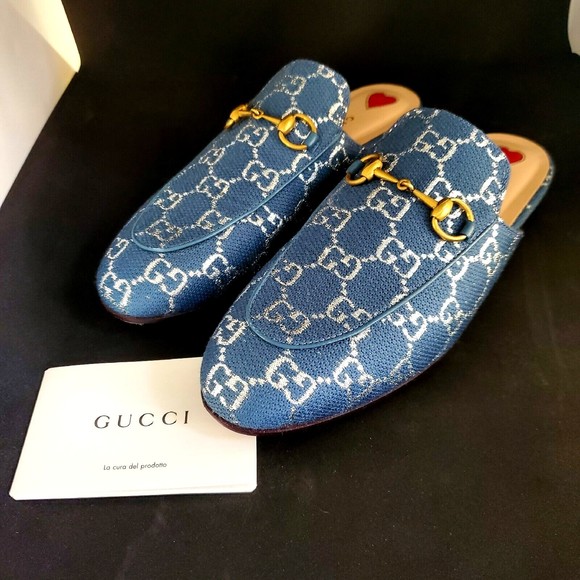 Gucci Shoes - $850 Gucci Princetown Canvas Jumbo GG Flats Loafer Sandal Mule Slides Size 9  38